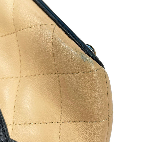 シャネル カンボン ココマーク ベージュ ブラック レザー ハンドバッグ レディース CHANEL 【中古】