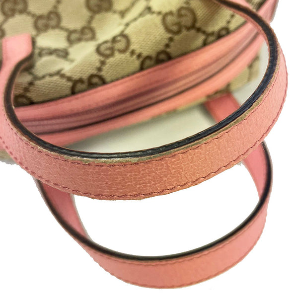 グッチ GGキャンバス 124542 ベージュ ブラウン ピンク キャンバス レザー ミニハンドバッグ レディース GUCCI 【中古】