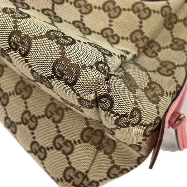 グッチ GGキャンバス 124542 ベージュ ブラウン ピンク キャンバス レザー ミニハンドバッグ レディース GUCCI 【中古】