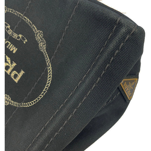 プラダ カナパ ブラック キャンバス ハンドバッグ レディース PRADA 【中古】