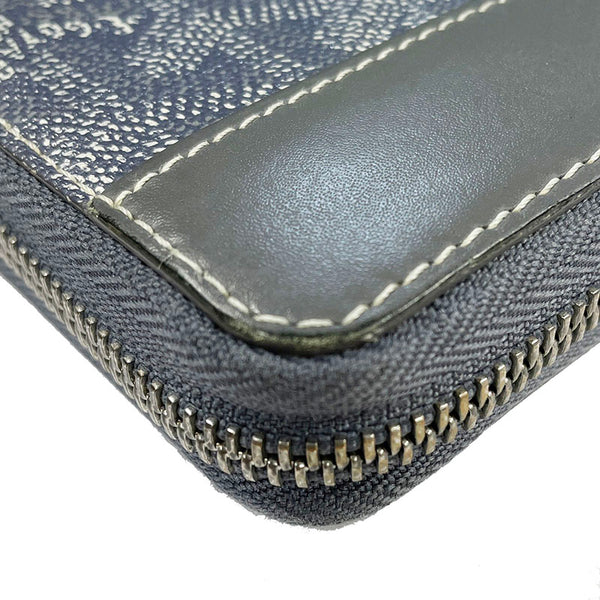 ゴヤール マティニョン ジップGM  グレー PVC レザー ラウンドファスナー 長財布 メンズ GOYARD 【中古】