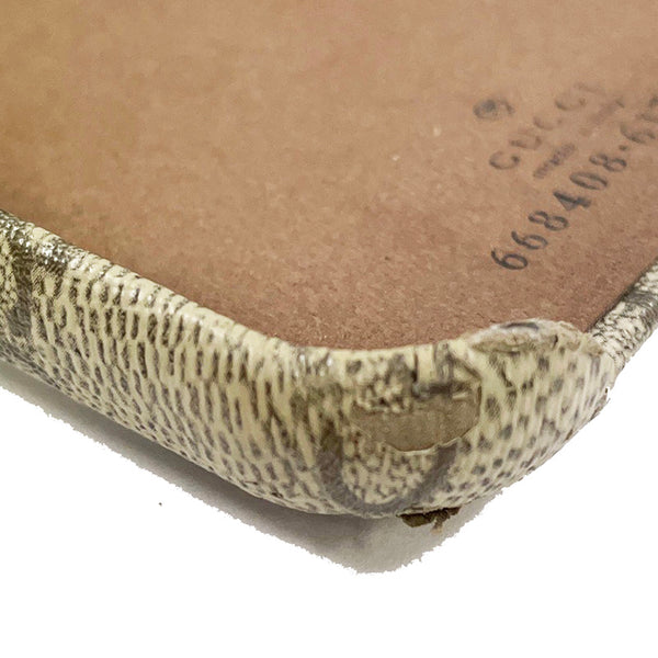 グッチ GGスプリーム オフィディア iPhone 12 Pro Max ケース 668408 ブラウン ベージュ PVC レザー スウェード メンズ GUCCI 【中古】