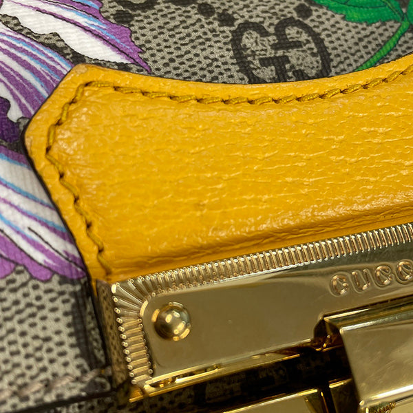 グッチ バンブー GGフローラ  603221 ベージュ イエロー マルチ PVC レザー ハンドバッグ レディース GUCCI 【中古】