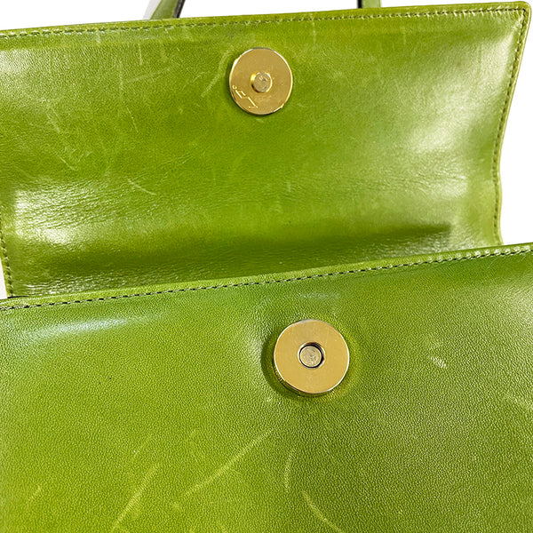 サルヴァトーレフェラガモ ガンチーニ AT3151 グリーン レザー 斜め掛け ショルダーバッグ レディース Salvatore Ferragamo 【中古】