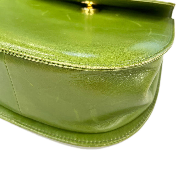 サルヴァトーレフェラガモ ガンチーニ AT3151 グリーン レザー 斜め掛け ショルダーバッグ レディース Salvatore Ferragamo 【中古】