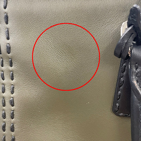 プラダ ステッチデザイン ハンドバッグ BN2820 カーキ レザー レディース PRADA 【中古】