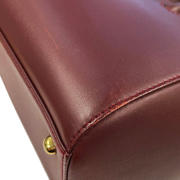 カルティエ マスト ドゥ  ボルドー カーフ ハンドバッグ レディース CARTIER 【中古】