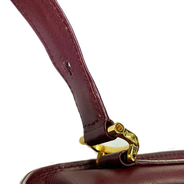 カルティエ マスト  ボルドー カーフ 斜め掛け ショルダーバッグ レディース CARTIER 【中古】