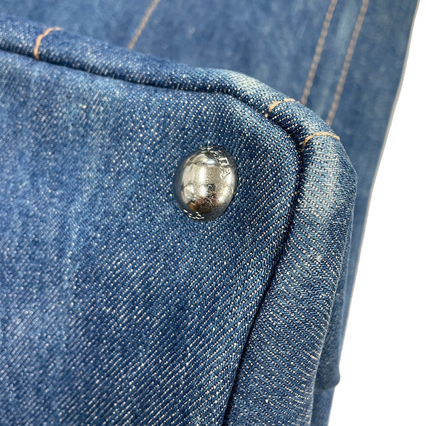 プラダ カナパ VA0904 ブルー デニム トートバッグ レディース PRADA 【中古】