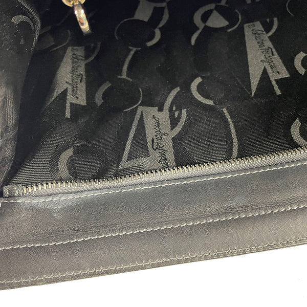 サルヴァトーレフェラガモ ガンチーニ EF 21 8820 ダークグレー キャンバス トートバッグ レディース Salvatore Ferragamo 【中古】