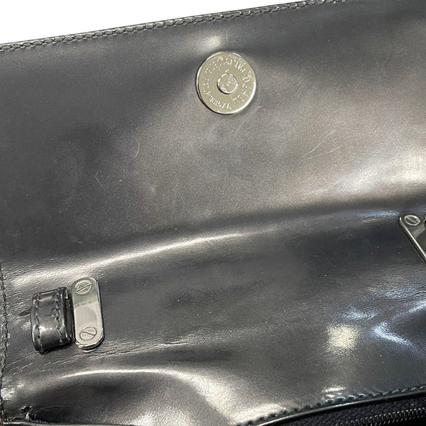 サルヴァトーレフェラガモ ガンチーニ ハンドバッグ ショルダーバッグ 2WAY P21 6770 メタリックブラック パテントレザー レディース Salvatore Ferragamo 【中古】