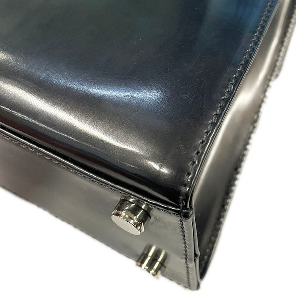 サルヴァトーレフェラガモ ガンチーニ ハンドバッグ ショルダーバッグ 2WAY P21 6770 メタリックブラック パテントレザー レディース Salvatore Ferragamo 【中古】