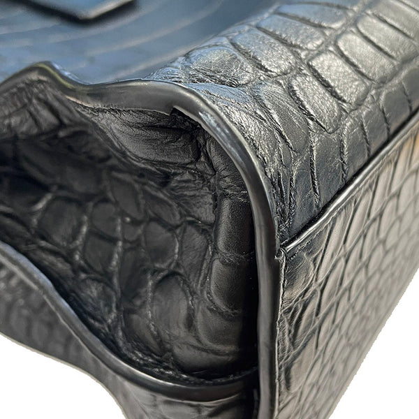 サンローラン サックドジュール ブラック クロコダイル レザー トートバッグ ショルダーバッグ 2WAY レディース SAINT LAURENT 【中古】