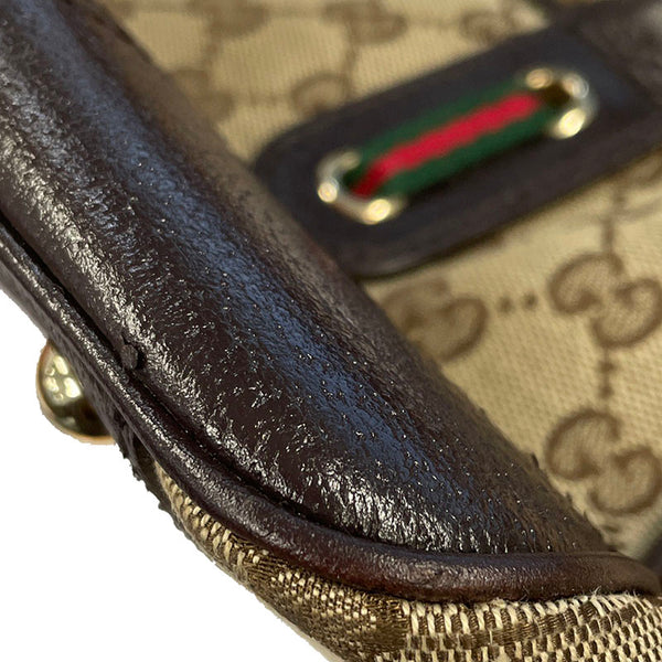 グッチ GGキャンバス ブリンシー 161720 ベージュ ブラウン キャンバス レザー ハンドバッグ レディース GUCCI 【中古】