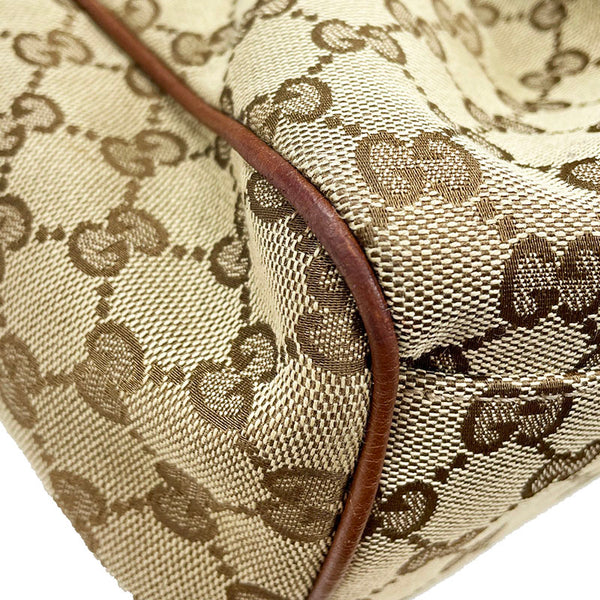 グッチ GGキャンバス 211944 ベージュ ブラウン キャンバス レザー ハンドバッグ レディース GUCCI 【中古】