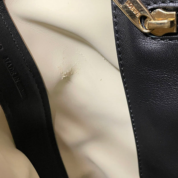 ロエベ ベージュ ブラック レザー キャンバス ハンドバッグ レディース LOEWE 【中古】