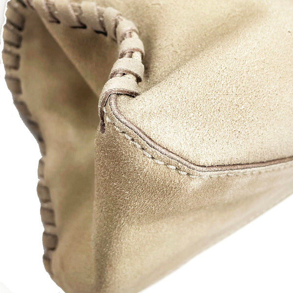 グッチ ウッドハンドル 106237 ベージュ ブラウン スウェード ワンショルダー レディース GUCCI 【中古】