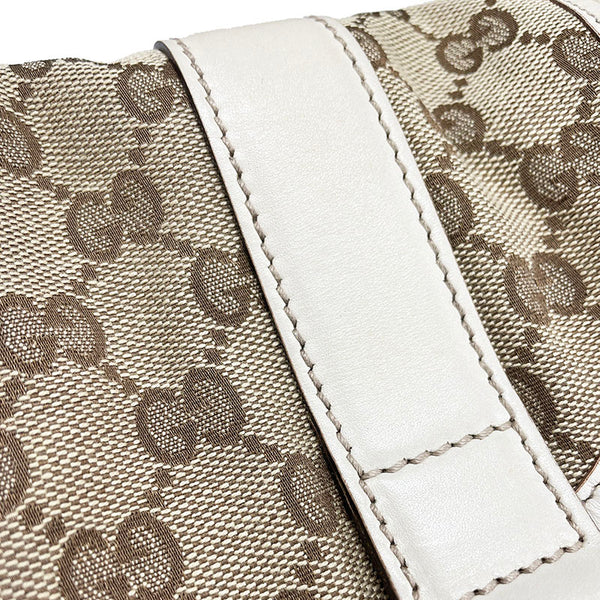 グッチ ＧＧキャンバス 145858 ベージュ ホワイト キャンバス レザー 斜め掛け ショルダーバッグ レディース GUCCI 【中古】