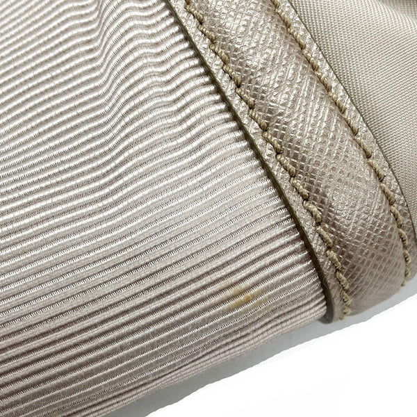 サルヴァトーレフェラガモ ヴァラリボン EE-21 C160 ピンクベージュ ナイロン レザー ハンドバッグ レディース Salvatore Ferragamo 【中古】