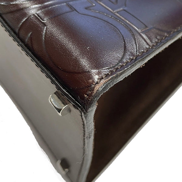 サルヴァトーレフェラガモ ガンチーニ DY-21 0855 ブラウン レザー ハンドバッグ レディース Salvatore Ferragamo 【中古】