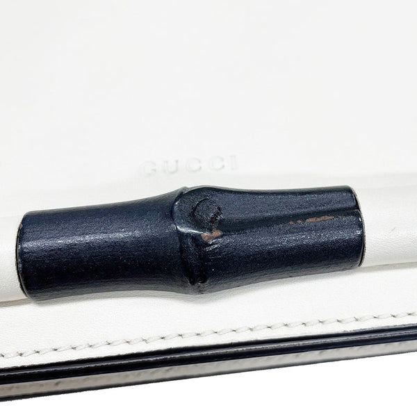 グッチ バンブー 370817 ホワイト グレー レザー 肩掛け ショルダーバッグ レディース GUCCI 【中古】