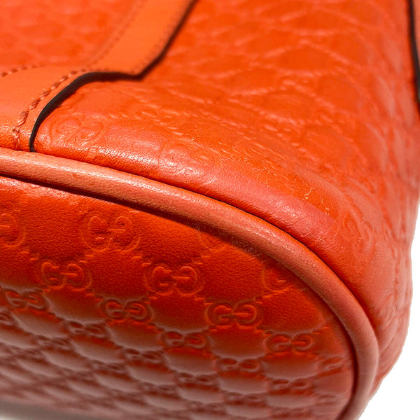 グッチ マイクログッチシマ 449654 オレンジ レザー ハンドバッグ ショルダーバッグ 2WAY レディース GUCCI 【中古】