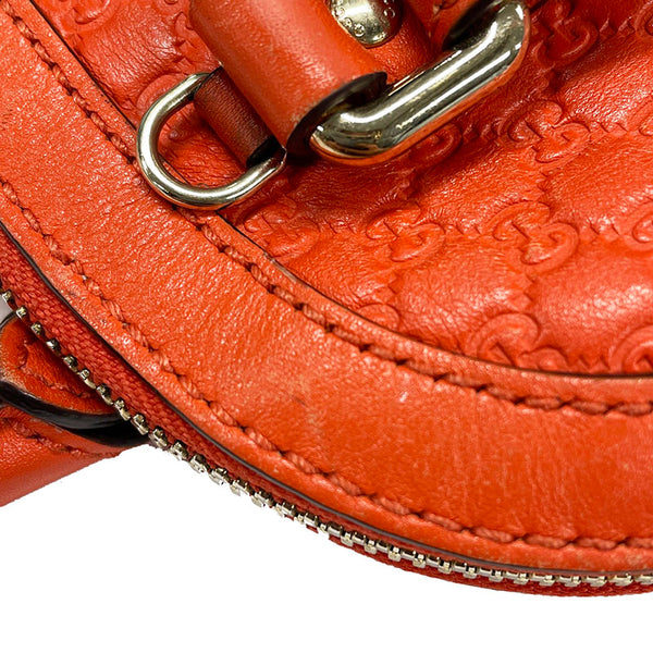 グッチ マイクログッチシマ 449654 オレンジ レザー ハンドバッグ ショルダーバッグ 2WAY レディース GUCCI 【中古】