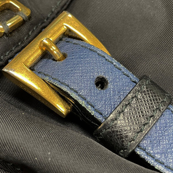 プラダ ブラック ナイロン レザー リュック バックパック レディース PRADA 【中古】