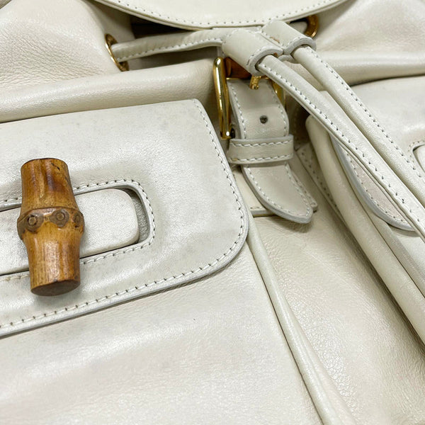 グッチ バンブー 003 2058 アイボリー レザー リュック バックパック レディース GUCCI 【中古】