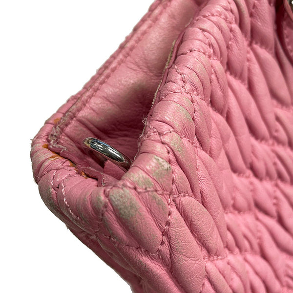 ミュウミュウ マテラッセ ナッパクリスタル ピンク レザー ハンドバッグ ショルダーバッグ 2WAY レディース MIUMIU 【中古】