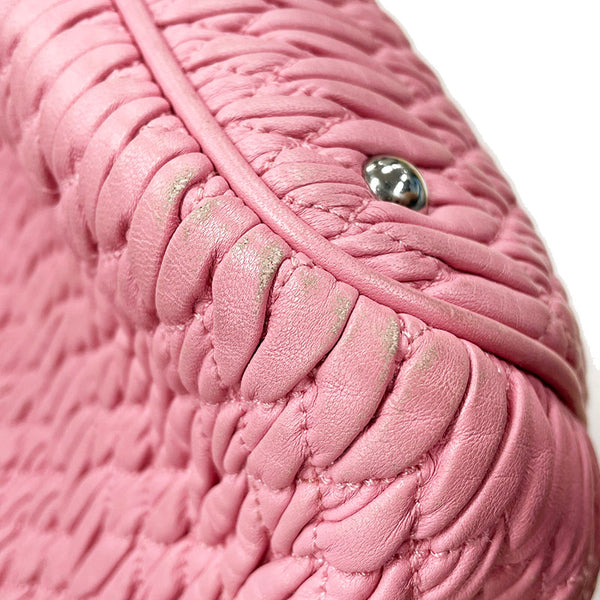 ミュウミュウ マテラッセ ナッパクリスタル ピンク レザー ハンドバッグ ショルダーバッグ 2WAY レディース MIUMIU 【中古】