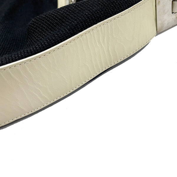 グッチ ワンショルダー 001 3812 002122 ブラック ホワイト キャンバス レザー レディース GUCCI 【中古】