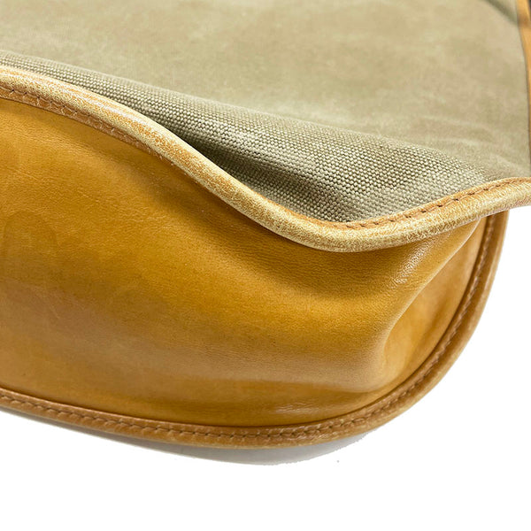 グッチ ショルダーバッグ 110295 カーキ ブラウン キャンバス レザー レディース GUCCI 【中古】