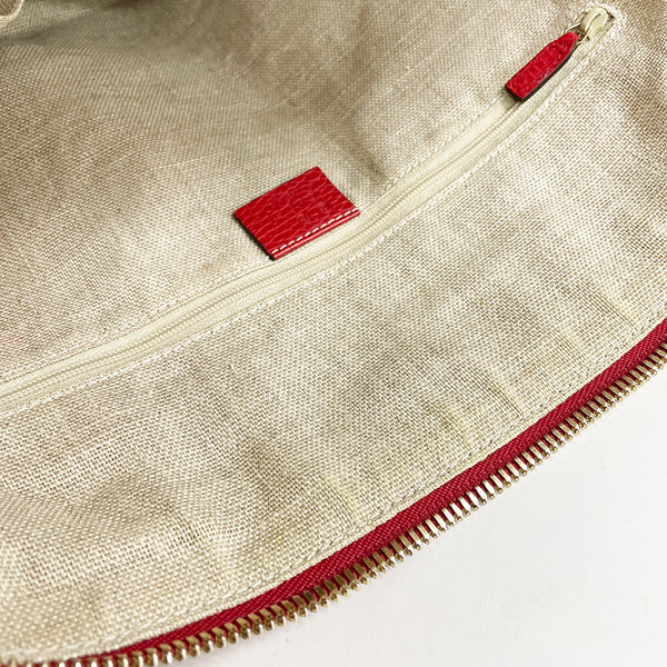 グッチ GGキャンバス 449243 ベージュ レッド キャンバス レザー ショルダーバッグ レディース GUCCI 【中古】