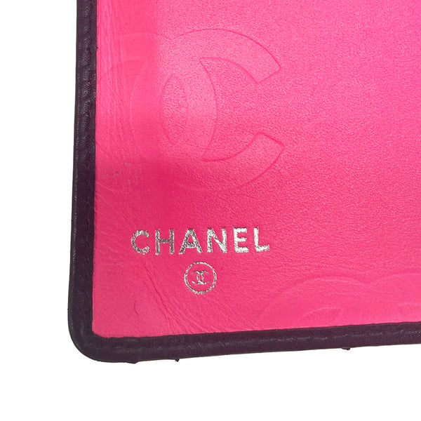 シャネル カンボンライン 長財布 ブラック ラムスキン エナメル レディース CHANEL 【中古】