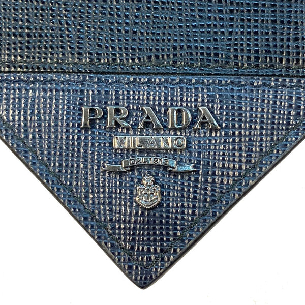 プラダ ブラック ネイビー レザー サフィアーノ カードケース メンズ PRADA 【中古】