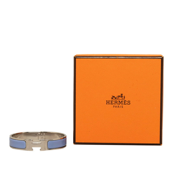エルメス クリッククラック H バングル ブレスレット パープル シルバー エナメル メタル レディース HERMES 【中古】