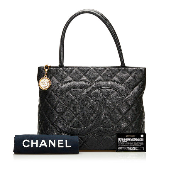 シャネル マトラッセ 復刻トート ゴールド金具 ハンドバッグ トートバッグ ブラック キャビアスキン レディース CHANEL 【中古】