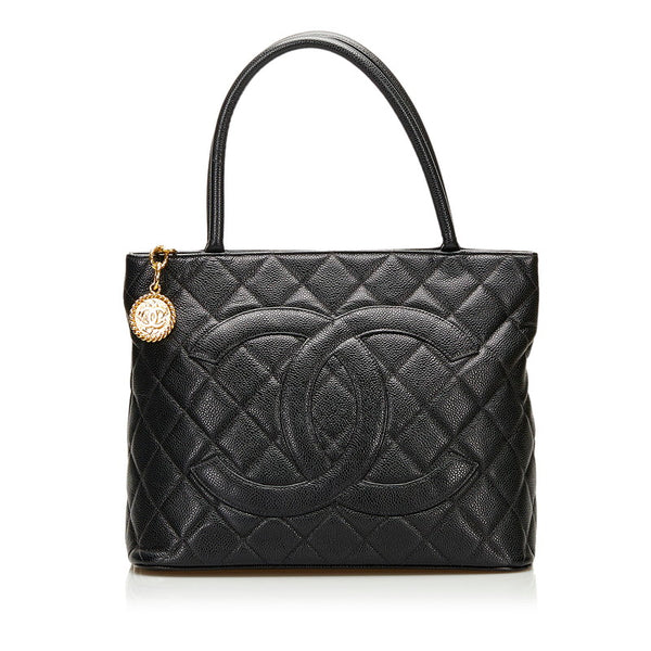 シャネル マトラッセ 復刻トート ゴールド金具 ハンドバッグ トートバッグ ブラック キャビアスキン レディース CHANEL 【中古】