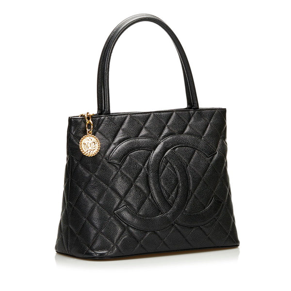 シャネル マトラッセ 復刻トート ゴールド金具 ハンドバッグ トートバッグ ブラック キャビアスキン レディース CHANEL 【中古】