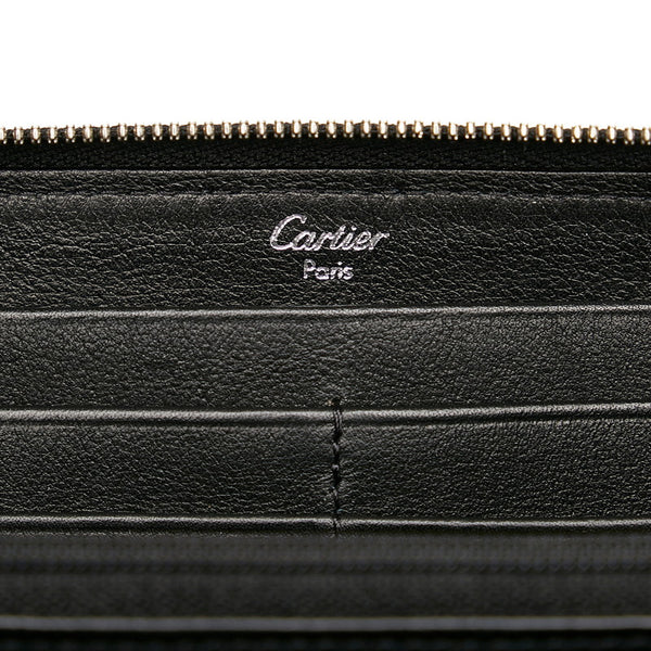 カルティエ ハッピーバースデー ラウンドファスナー 長財布 ブラック パテントレザー レディース CARTIER 【中古】