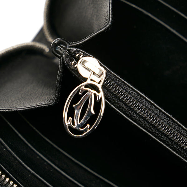 カルティエ ハッピーバースデー ラウンドファスナー 長財布 ブラック パテントレザー レディース CARTIER 【中古】