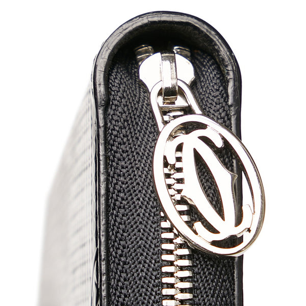 カルティエ ハッピーバースデー ラウンドファスナー 長財布 ブラック パテントレザー レディース CARTIER 【中古】