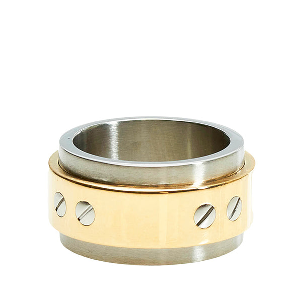 カルティエ K18YG イエローゴールド ステンレス サントス リング 指輪 メンズ CARTIER 15号 【中古】