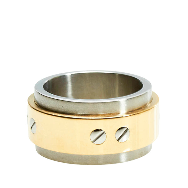 カルティエ K18YG イエローゴールド ステンレス サントス リング 指輪 メンズ CARTIER 15号 【中古】