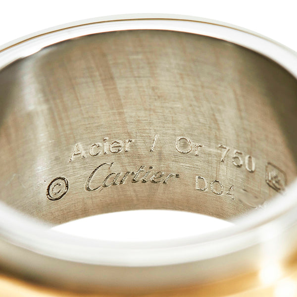 カルティエ K18YG イエローゴールド ステンレス サントス リング 指輪 メンズ CARTIER 15号 【中古】