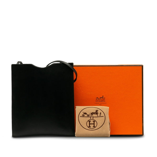 エルメス オニメトゥ 斜め掛け ショルダーバッグ ポシェット ブラック ボックスカーフ レディース HERMES 【中古】