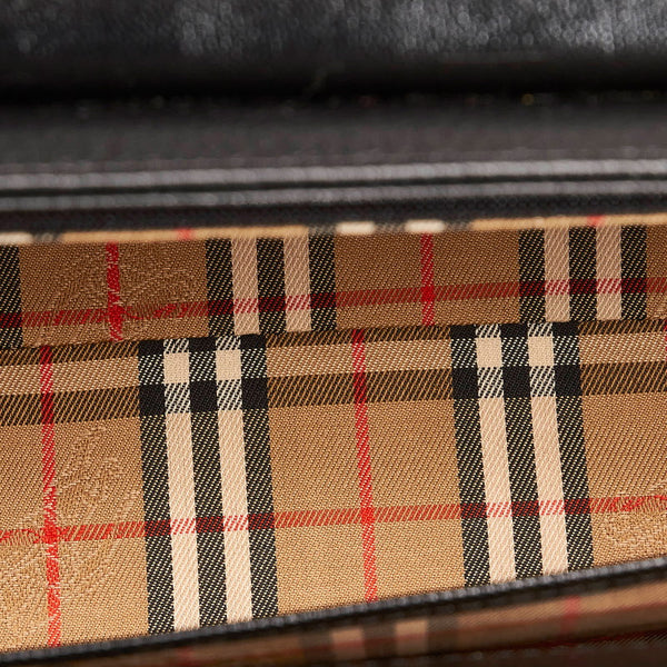 バーバリー ノバチェック ハンドバッグ ブラック レザー レディース BURBERRY 【中古】