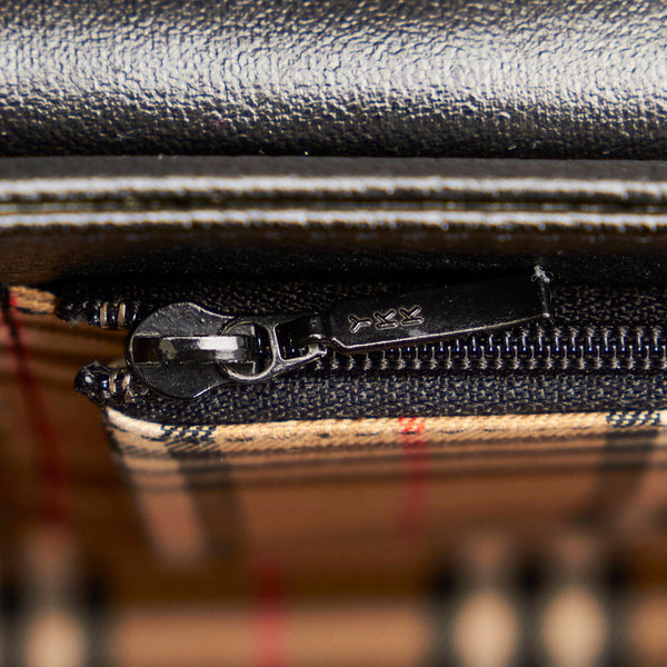バーバリー ノバチェック ハンドバッグ ブラック レザー レディース BURBERRY 【中古】