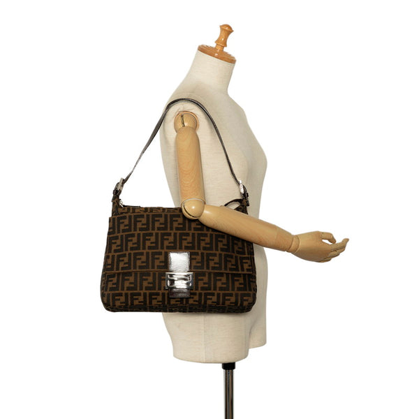 フェンディ ズッカ マンマバケット ワンショルダーバッグ 26425 ブラウン キャンバス レザー レディース FENDI 【中古】